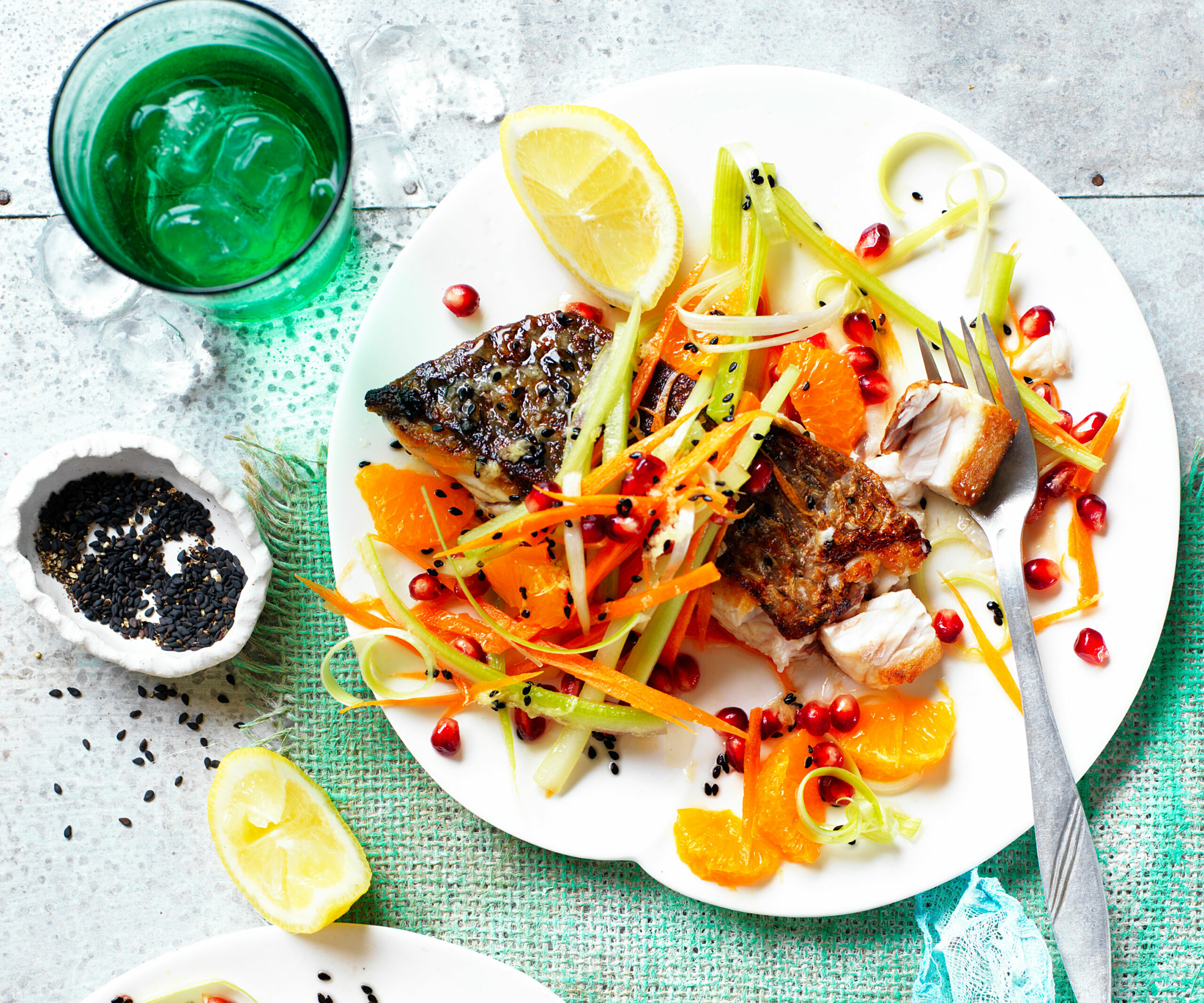 Slow-Cooked Barramundi with Lemon Myrtle and Finger Lime Salsa