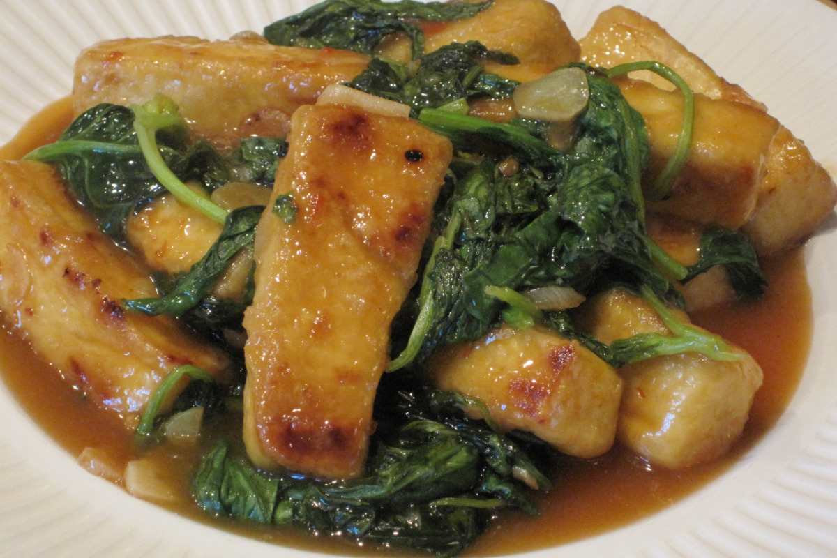 Sesame-Ginger Glazed Tofu with Bok Choy