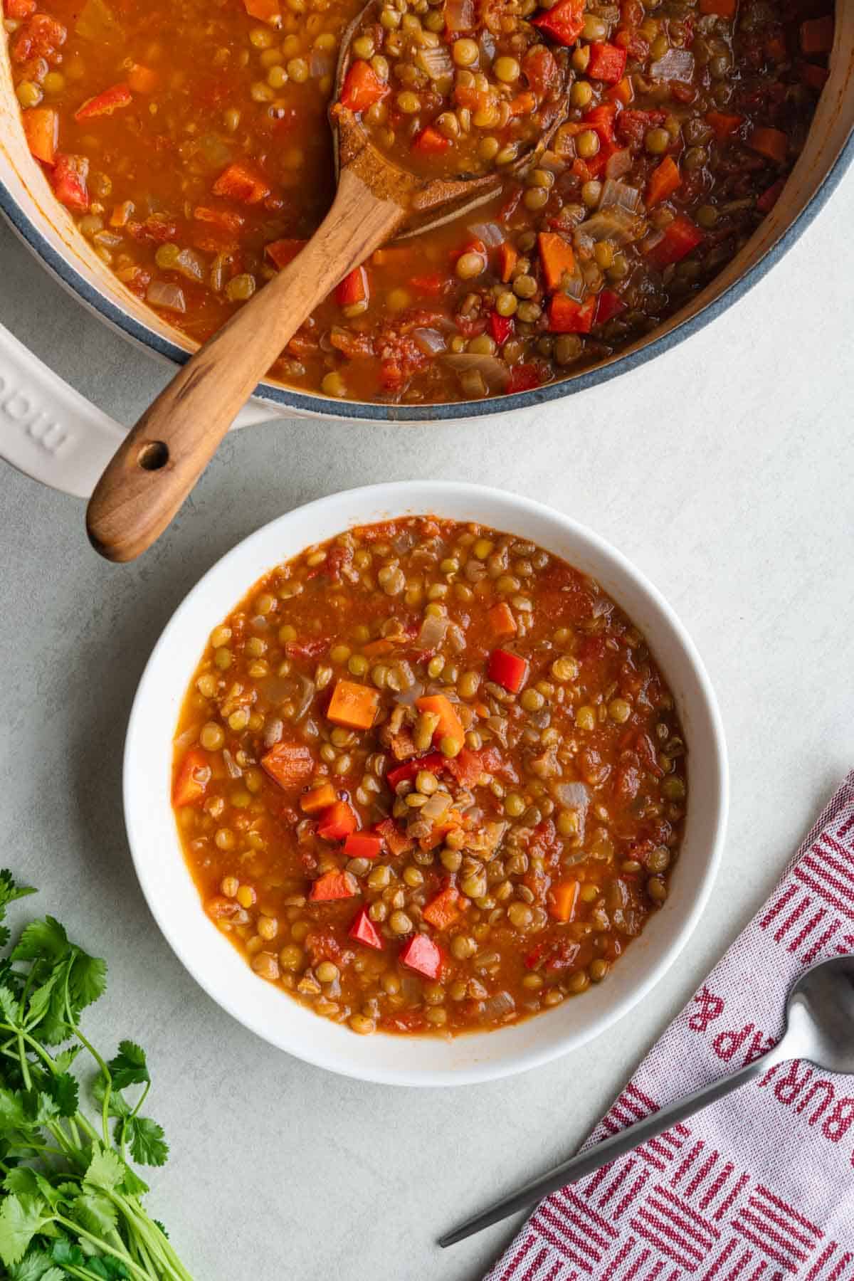 Slow-Simmered Greek Lentil Soup with Carrot and Tomato