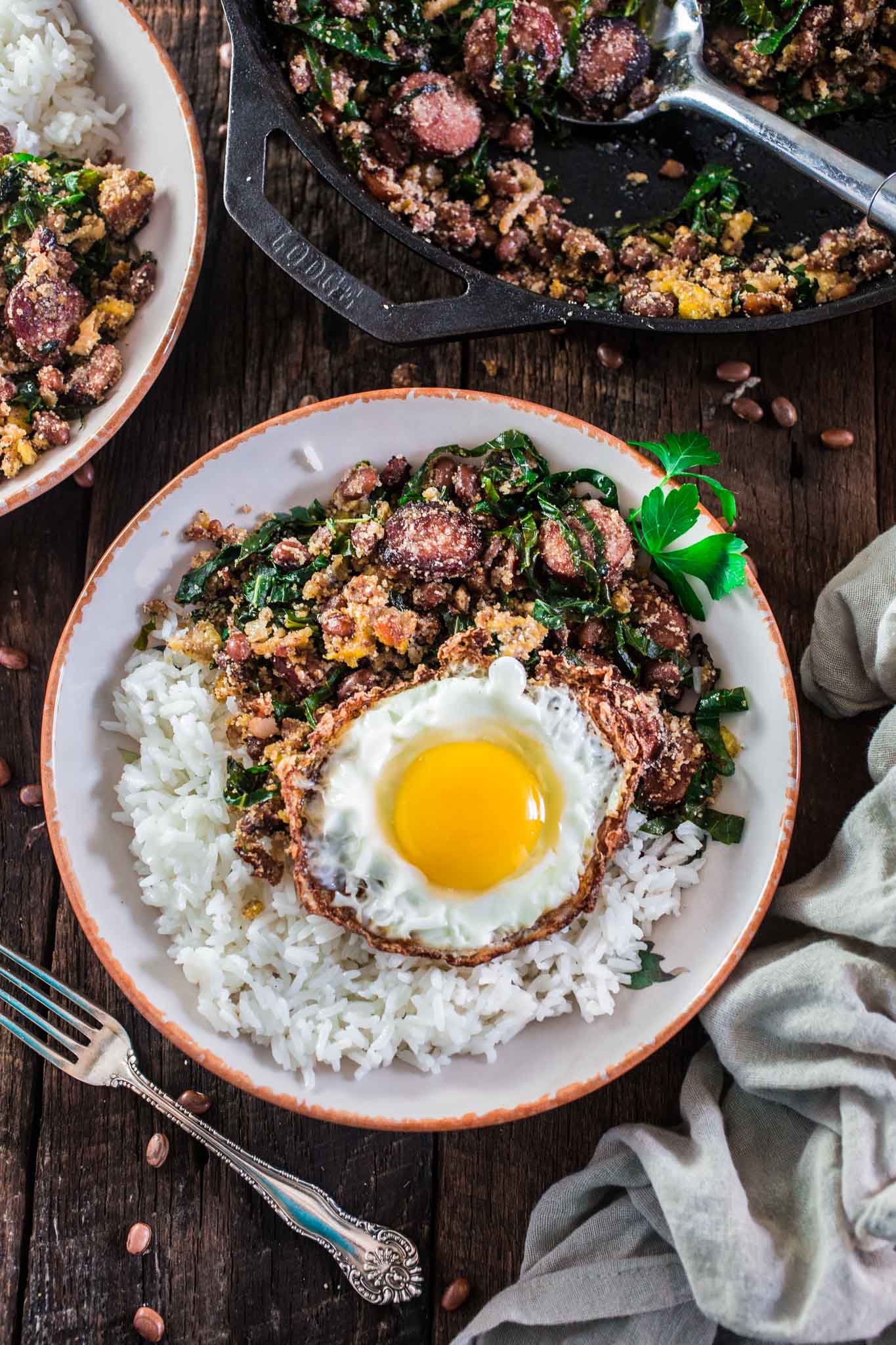 Feijão Tropeiro with Collard Greens and Bacon