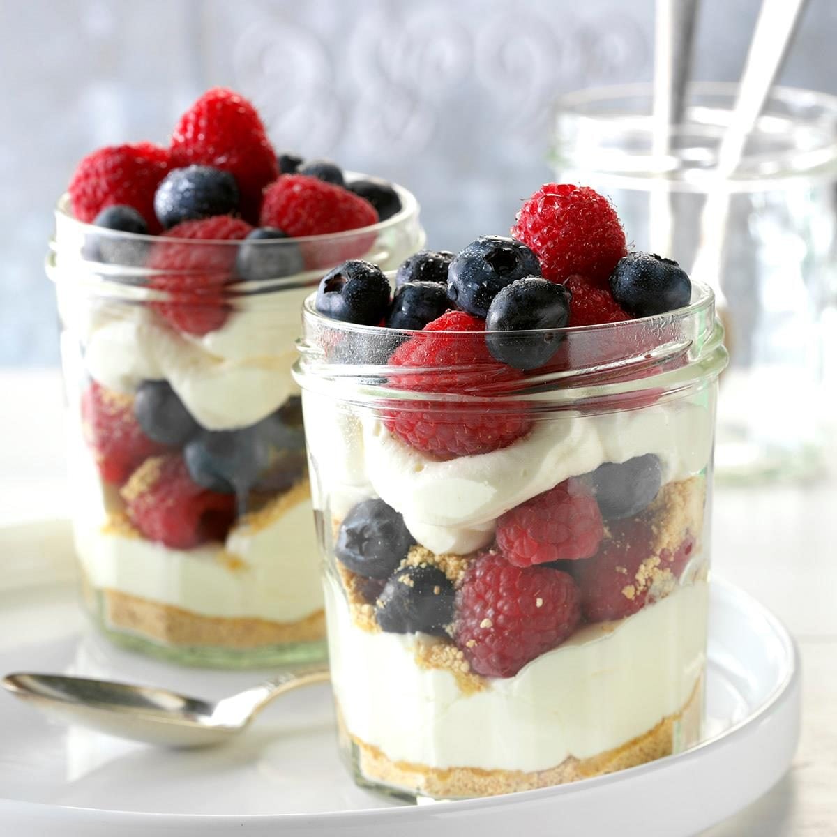 No-Bake Berry Cheesecake Parfaits with Graham Cracker Crust