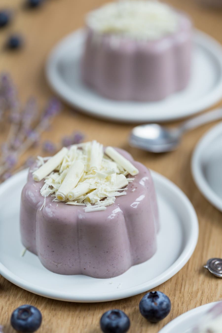 Baked Honey-Lavender Panna Cotta with Blueberry Sauce