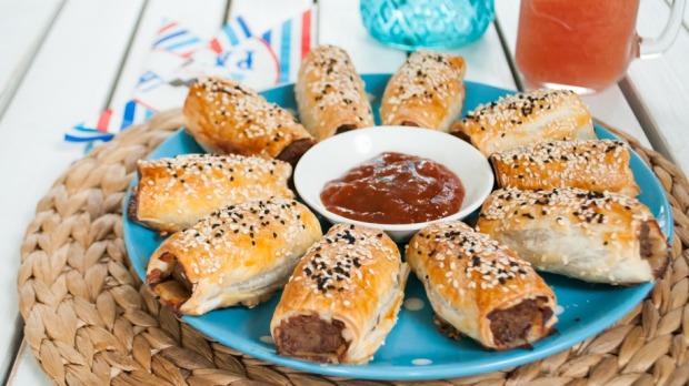 Grilled Kangaroo Sausage Rolls with Spiced Tomato Relish