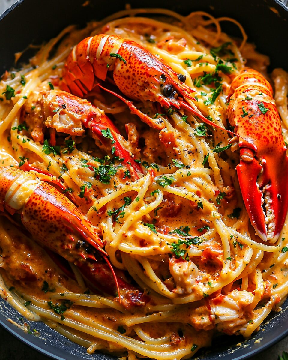 Seared Lobster Pasta with Spicy Tomato Cream Sauce