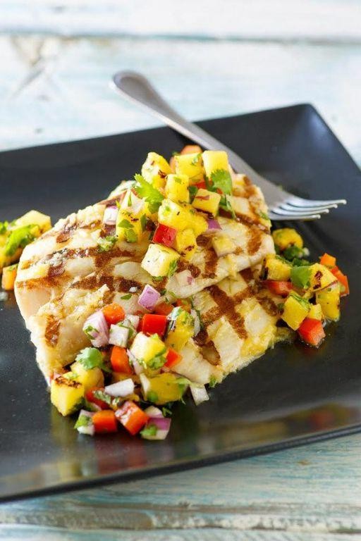 Grilled Mahi-Mahi with Coconut-Lime Glaze and Pineapple Salsa