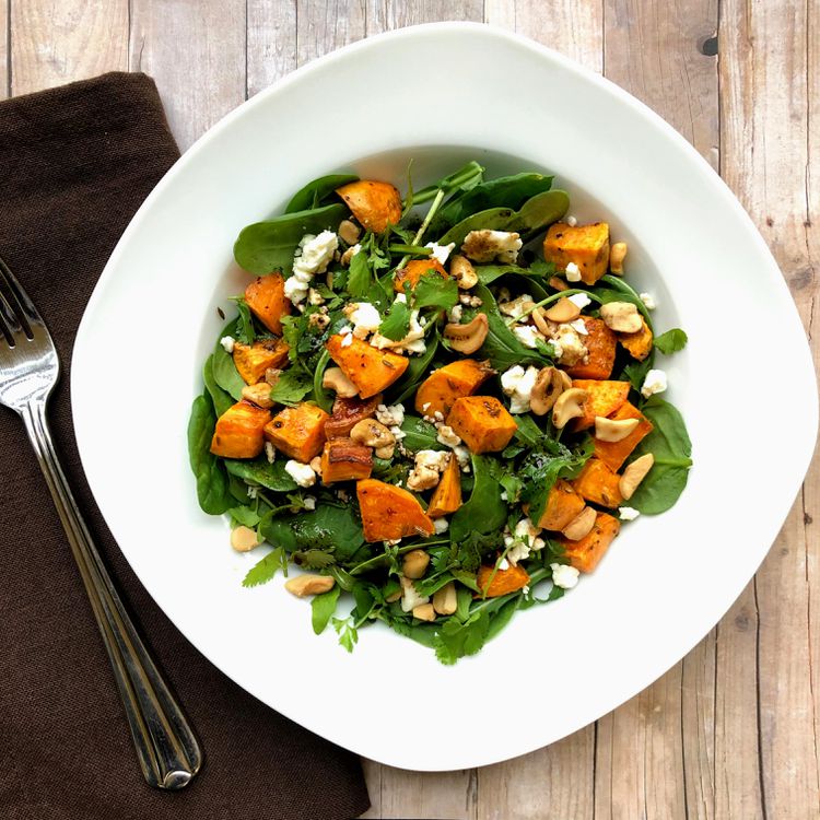 Detroit-Inspired Roasted Sweet Potato and Kale Salad