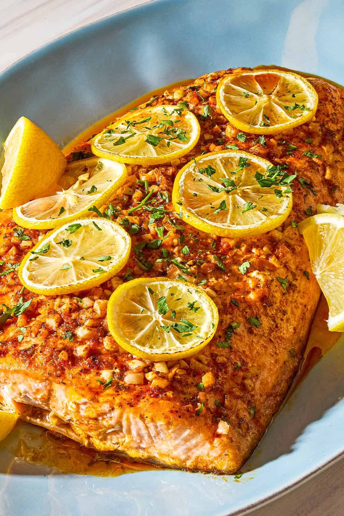 One-Pan Greek Lemon Garlic Salmon with Roasted Vegetables