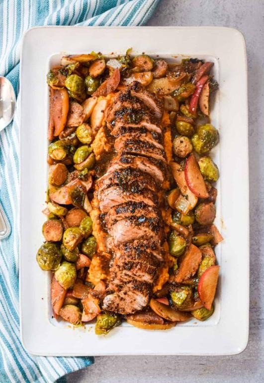 Maple-Mustard Glazed Pork Loin with Roasted Root Vegetables
