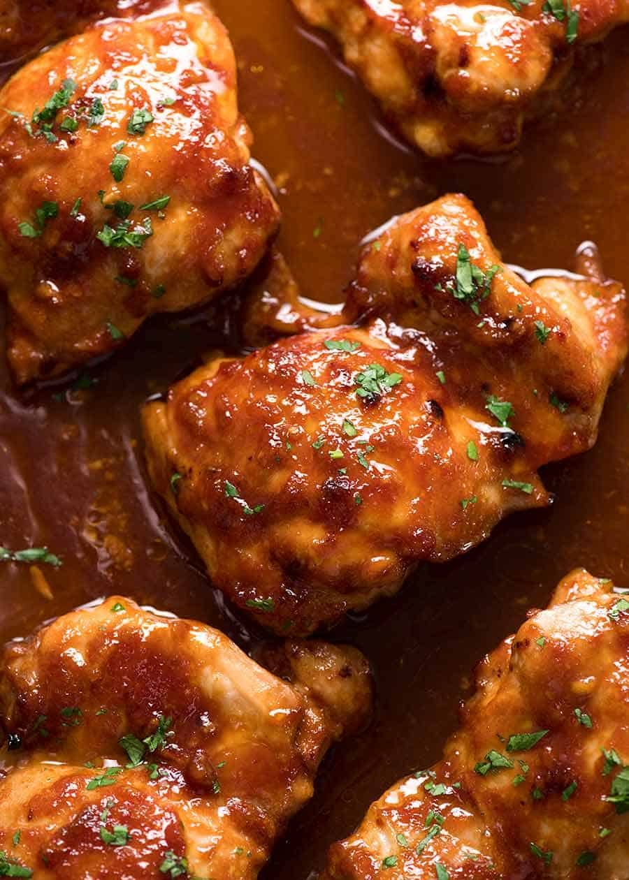 Sticky Honey-Ginger Glazed Chicken Thighs