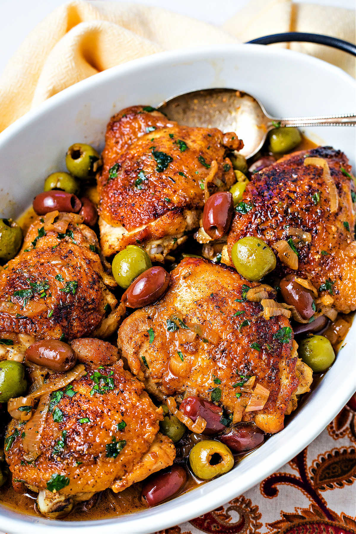 Slow-Braised Chicken with Tomato, Olives, and Capers