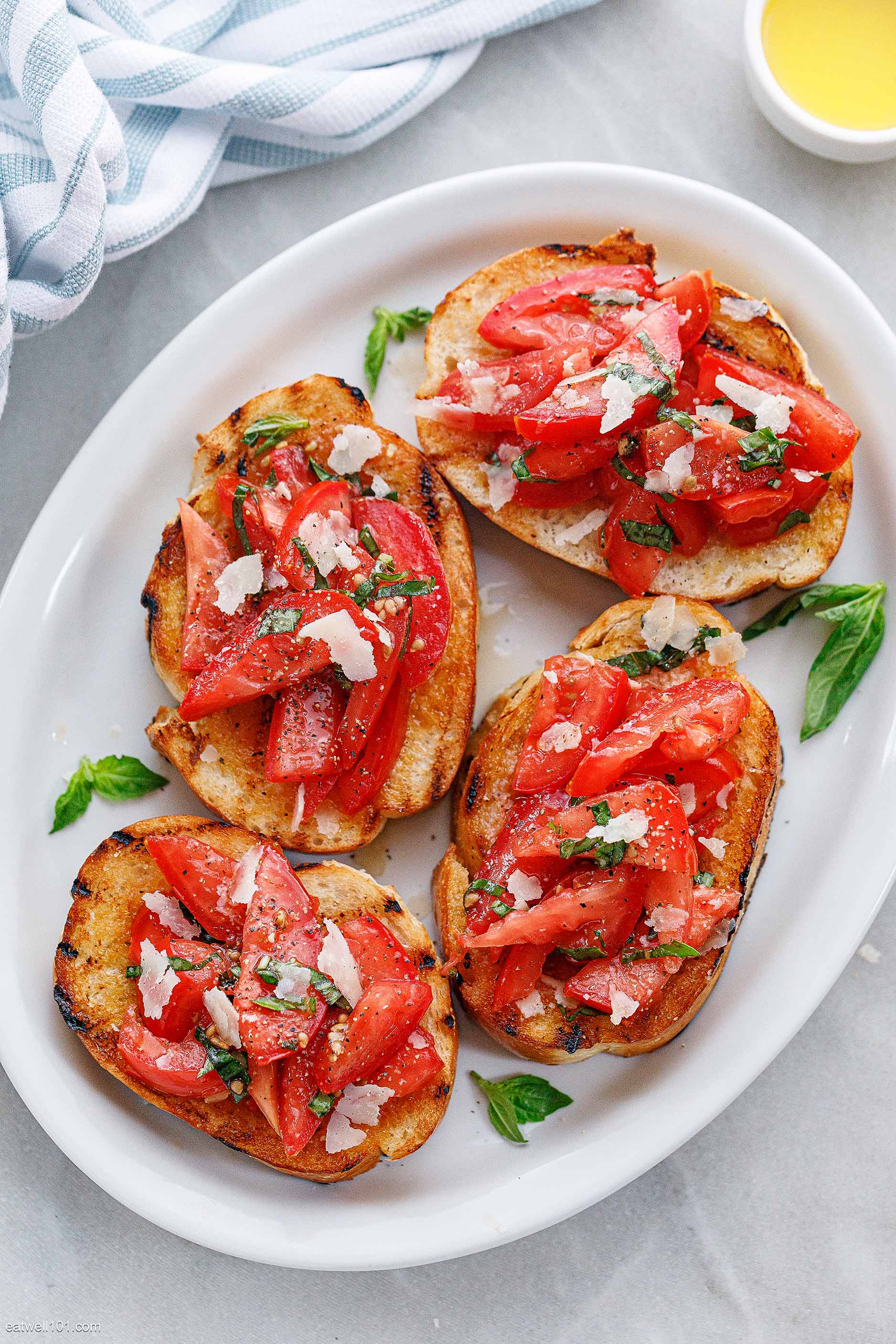 Tomato Garlic Bruschetta with Basil
