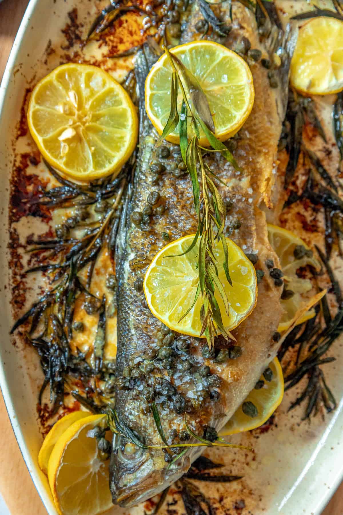 Grilled Branzino with Lemon-Caper Vinaigrette