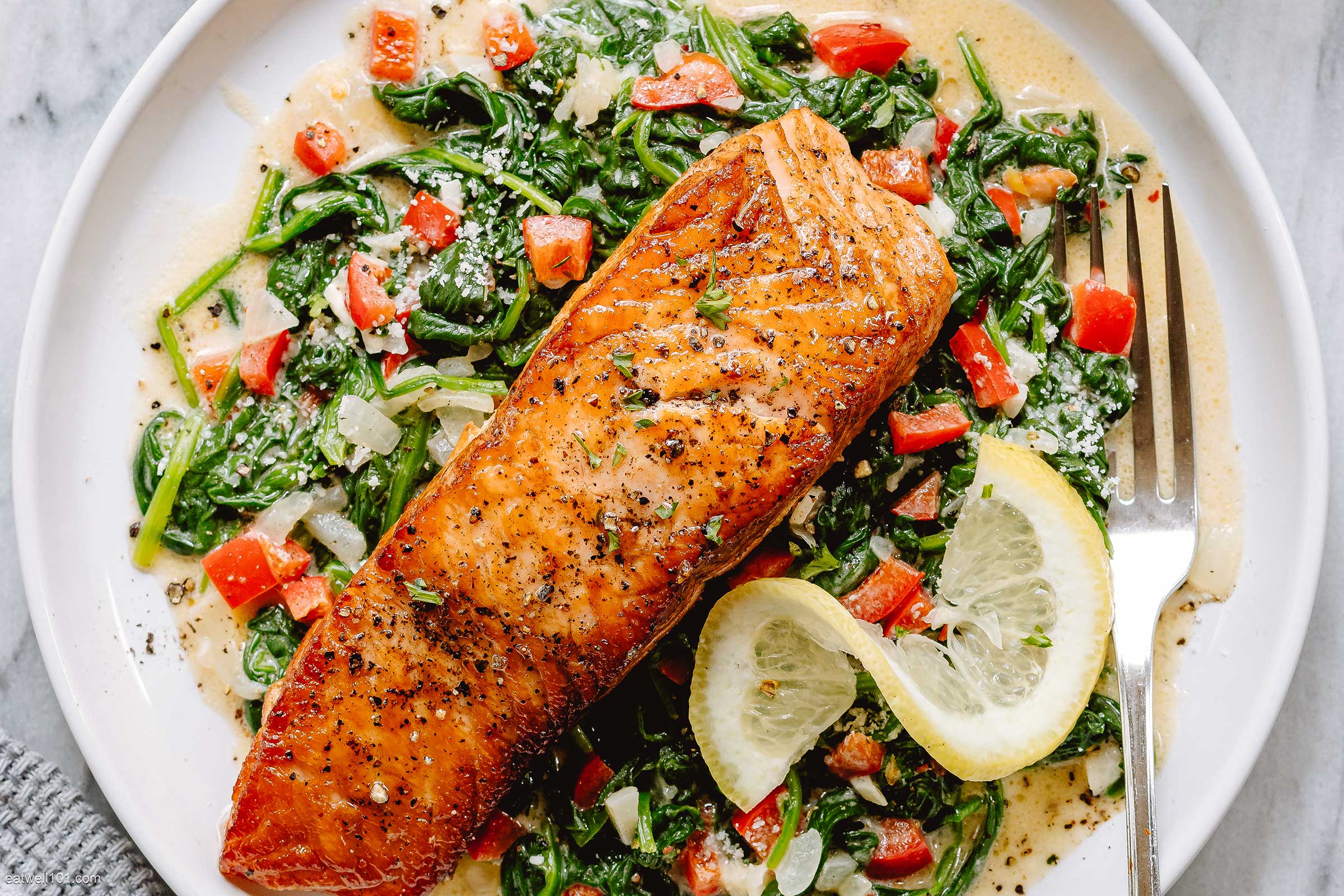 Pan-Seared Salmon with Brown Butter and Wilted Spinach