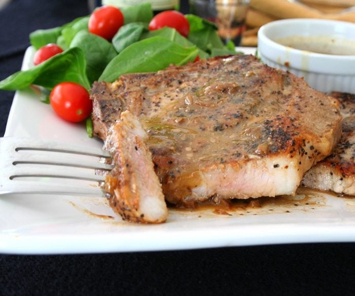Whiskey-Glazed Pork Chops with Charred Apple Salsa