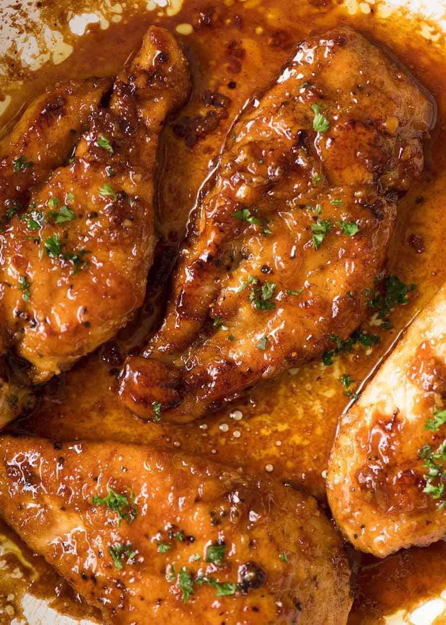 Sautéed Chicken with Honey-Garlic Glaze and Sesame
