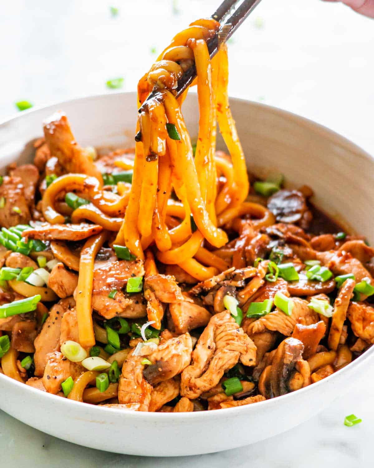 Stir-Fried Udon Noodles with Shiitake Mushrooms and Sesame Soy Sauce