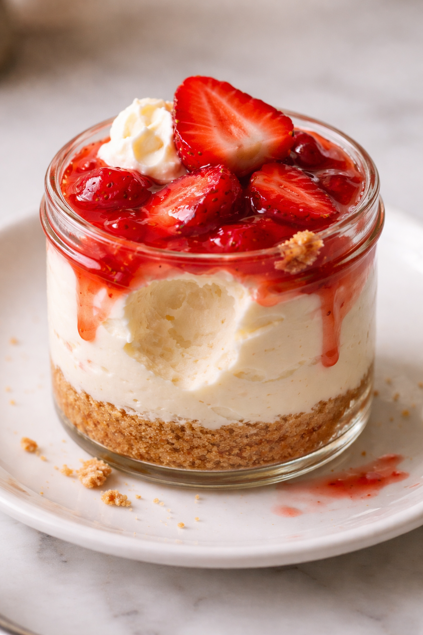 No-Bake Strawberry Cheesecake Cups with Graham Cracker Crust
