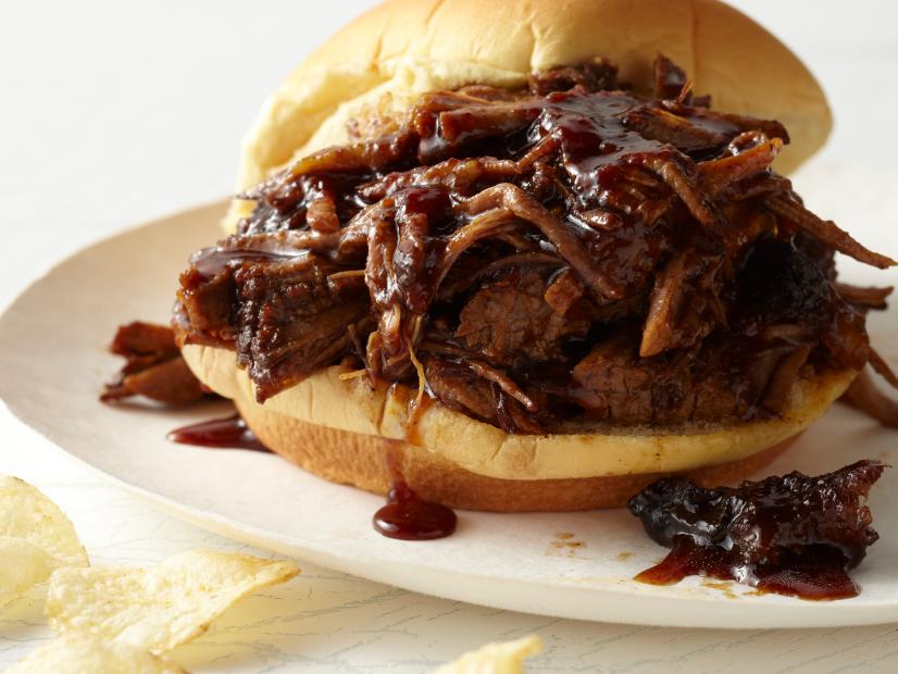 House-Smoked Brisket Sandwich with Pickled Onions and BBQ Aioli
