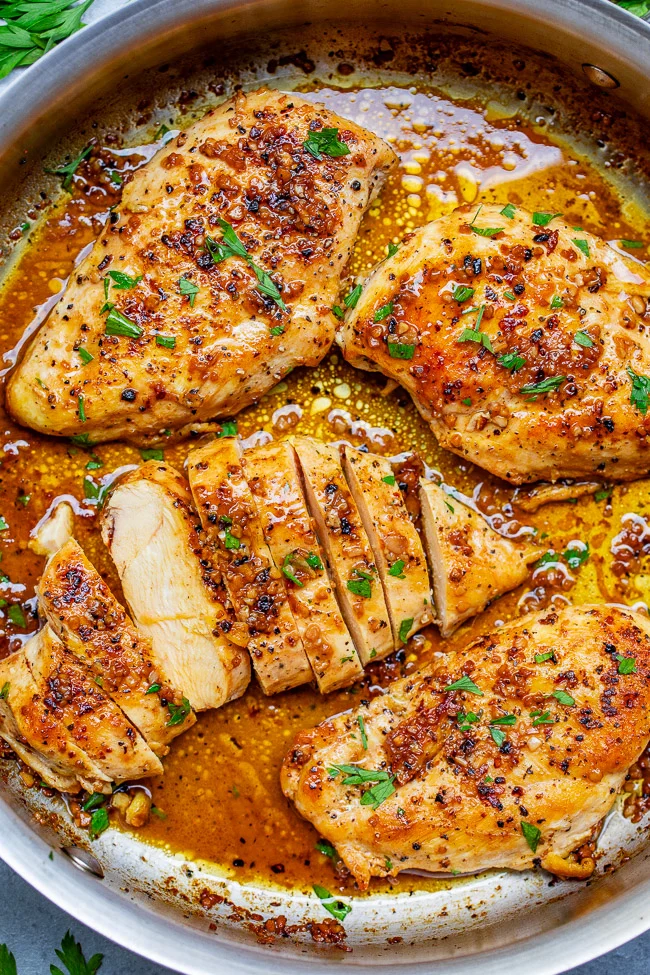 Pan-Seared Chicken with Garlic Butter and Dijon Mustard Sauce
