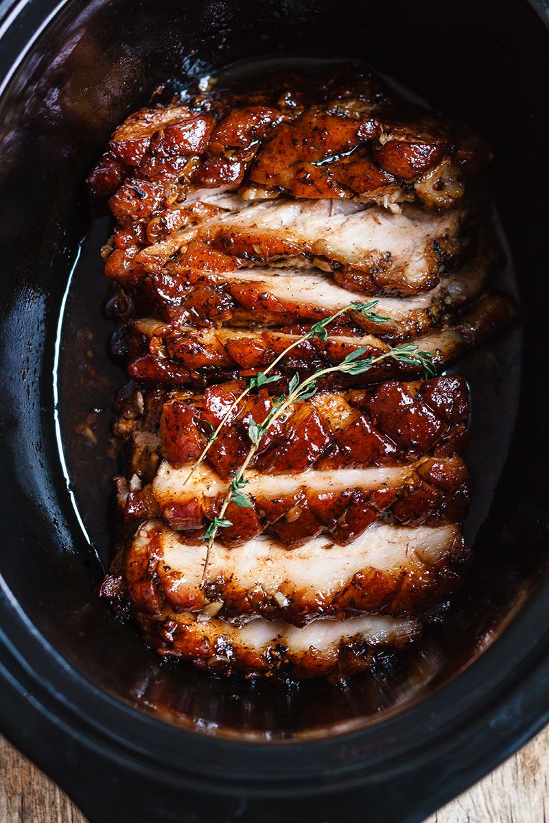 Slow Cooker Chinese Five-Spice Pork Belly with Caramelized Garlic