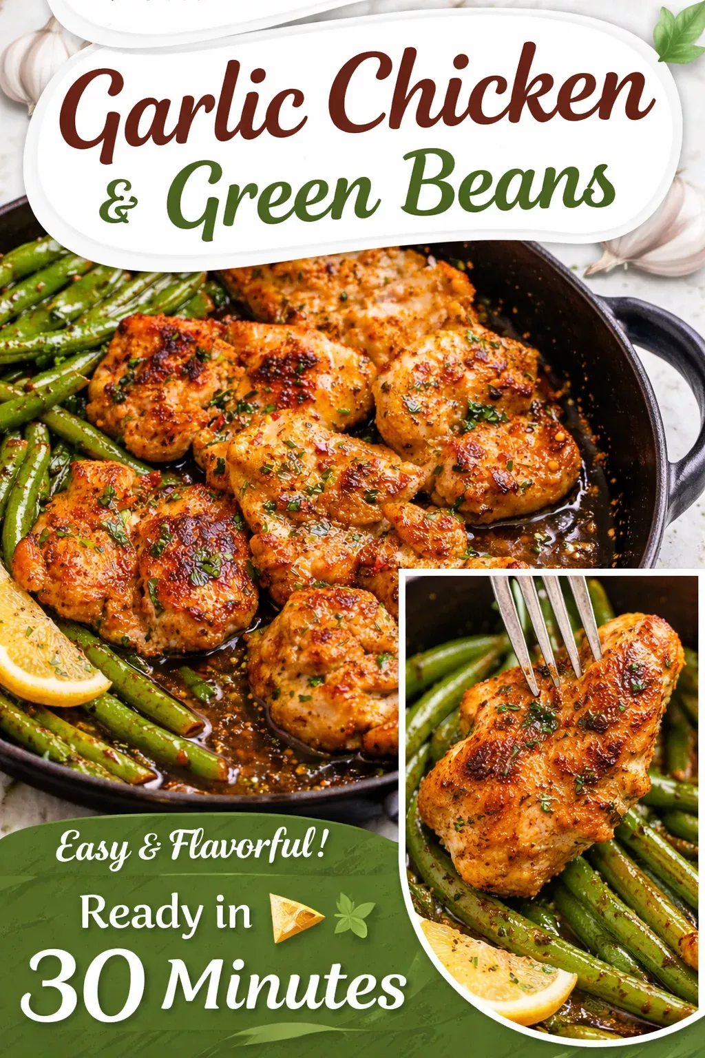 Pan-Seared Chicken Thighs with Honey-Garlic Glaze and Green Beans