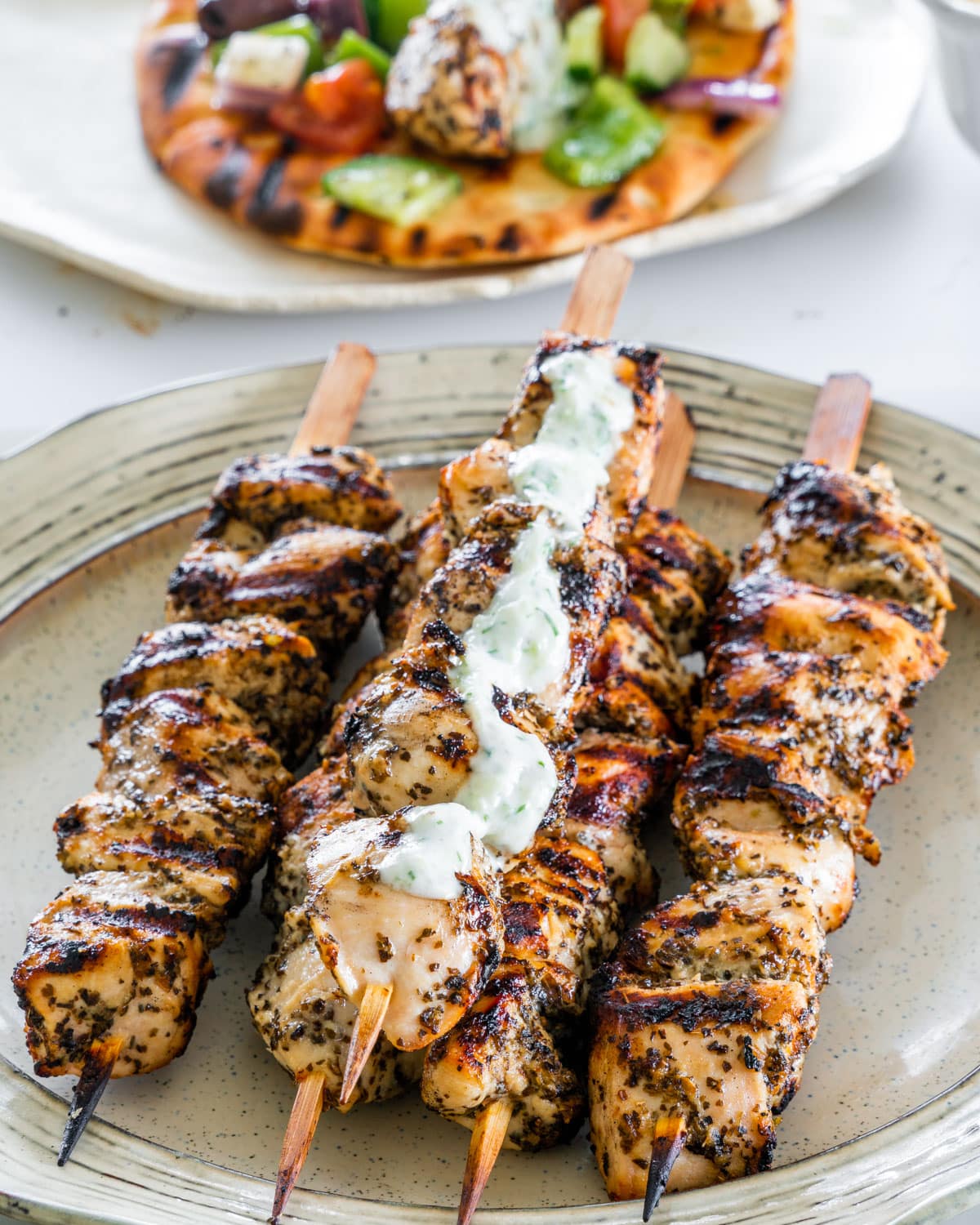 Oven-Baked Greek Chicken Souvlaki with Tzatziki