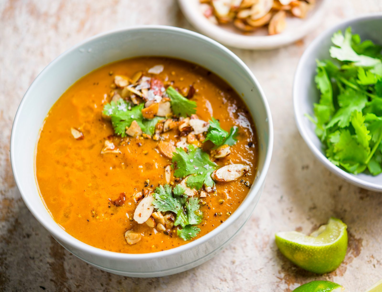 Carrot and White Pepper Soup with Toasted Dust Garnish