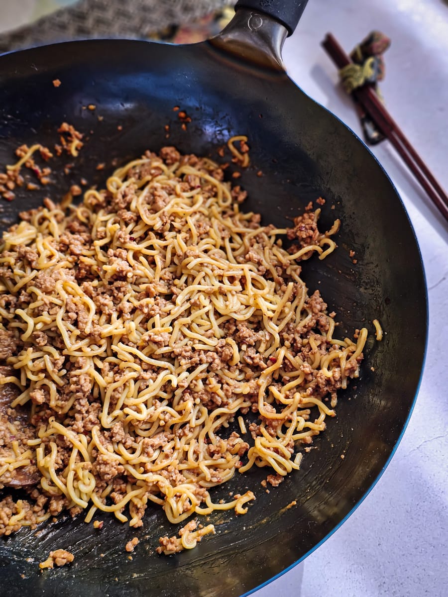 Sichuan-Style Spicy Noodles with Ground Pork
