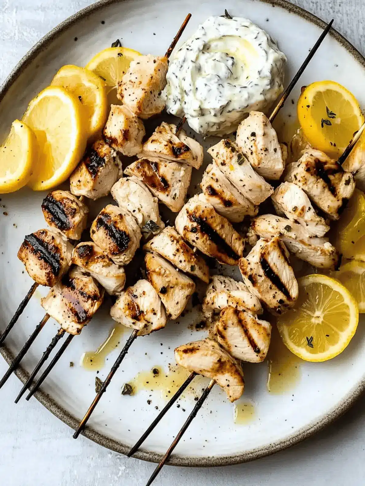 Pan-Seared Chicken Souvlaki with Tzatziki Drizzle