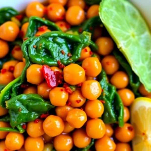 Dodge-Spiced Chickpea and Spinach Stir Fry