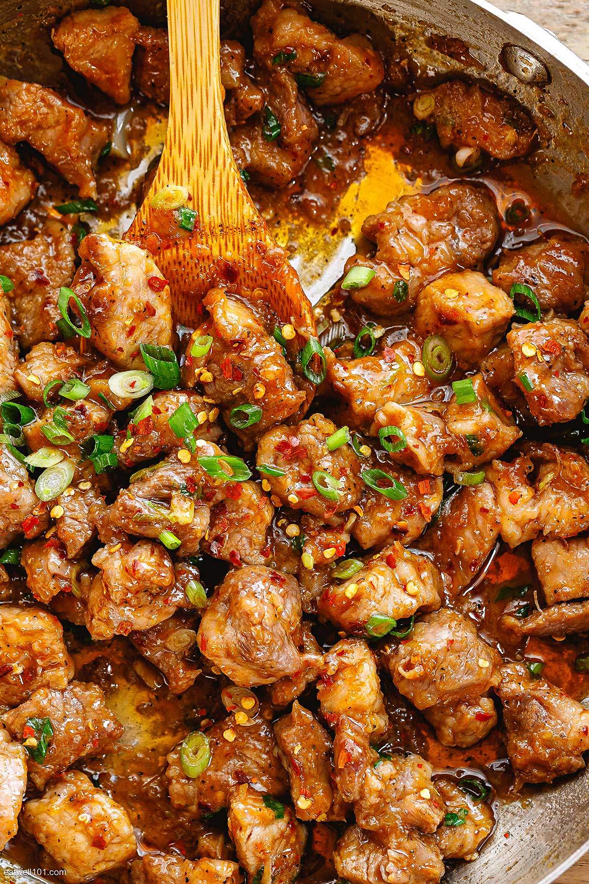 Dodge-Spiced Pork Stir-Fry with Crispy Garlic