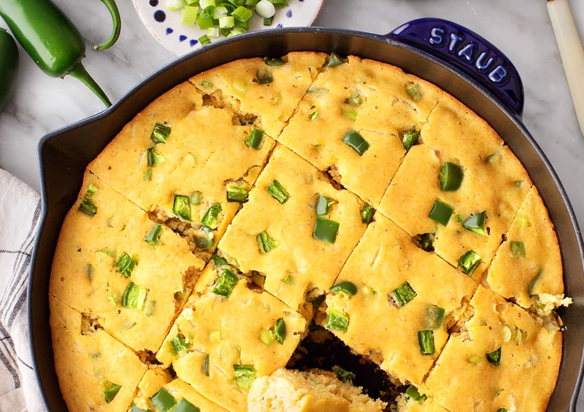 Baked Cheddar Jalapeño Cornbread with Honey Butter Glaze