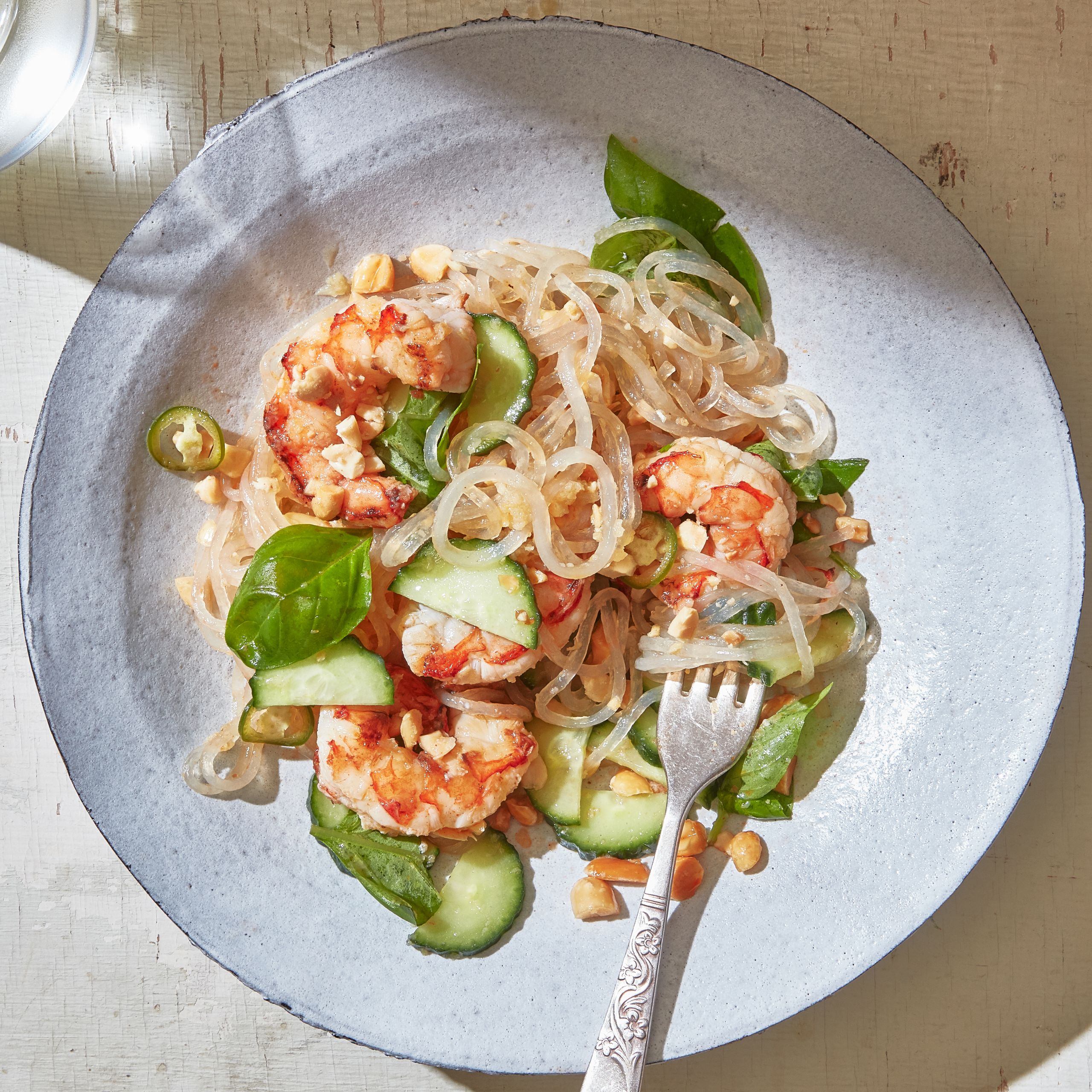 Spicy Thai Glass Noodle Salad with Shrimp and Fresh Herbs