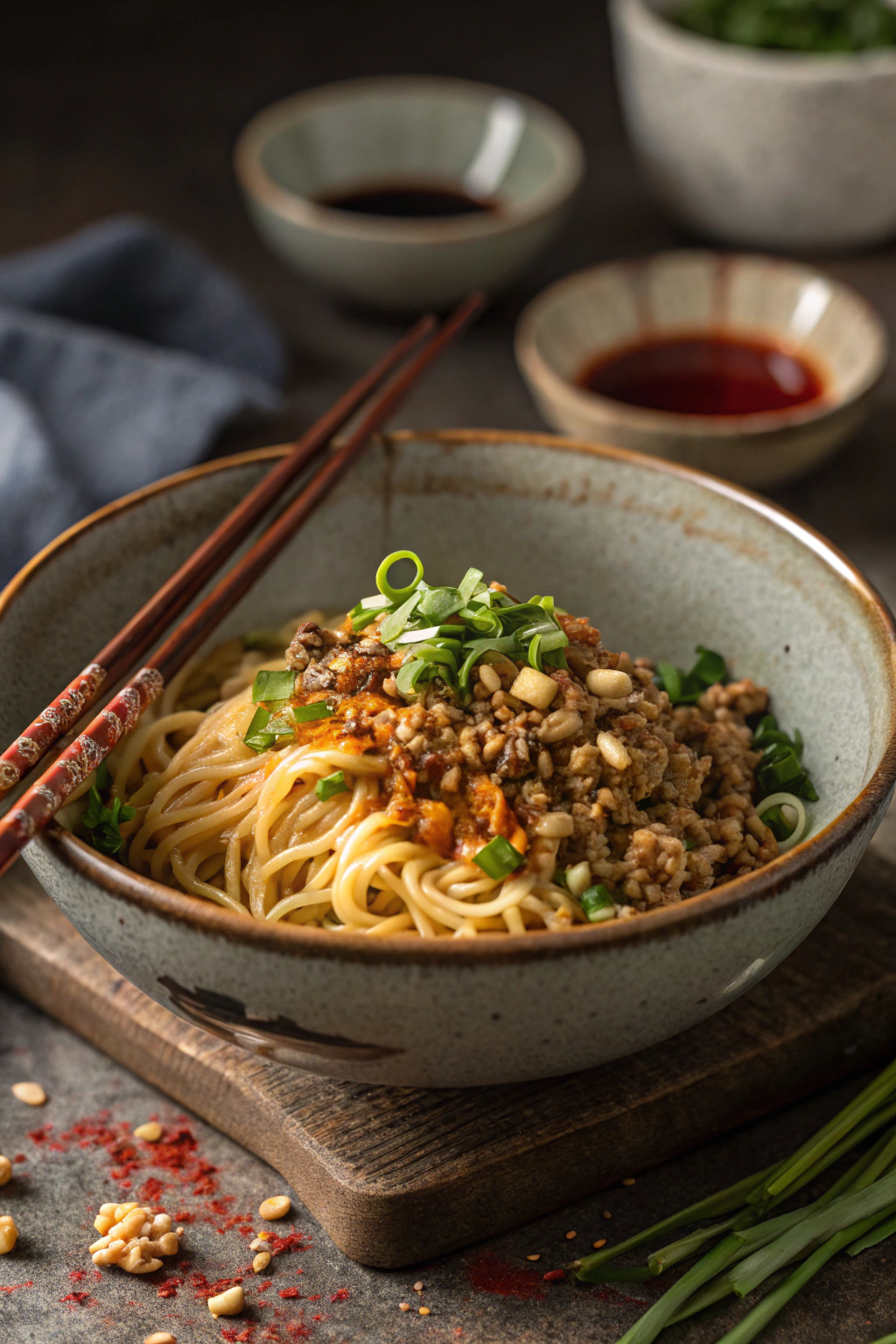 Sichuan-Style Dan Dan Noodles with Spicy Peanut Sauce