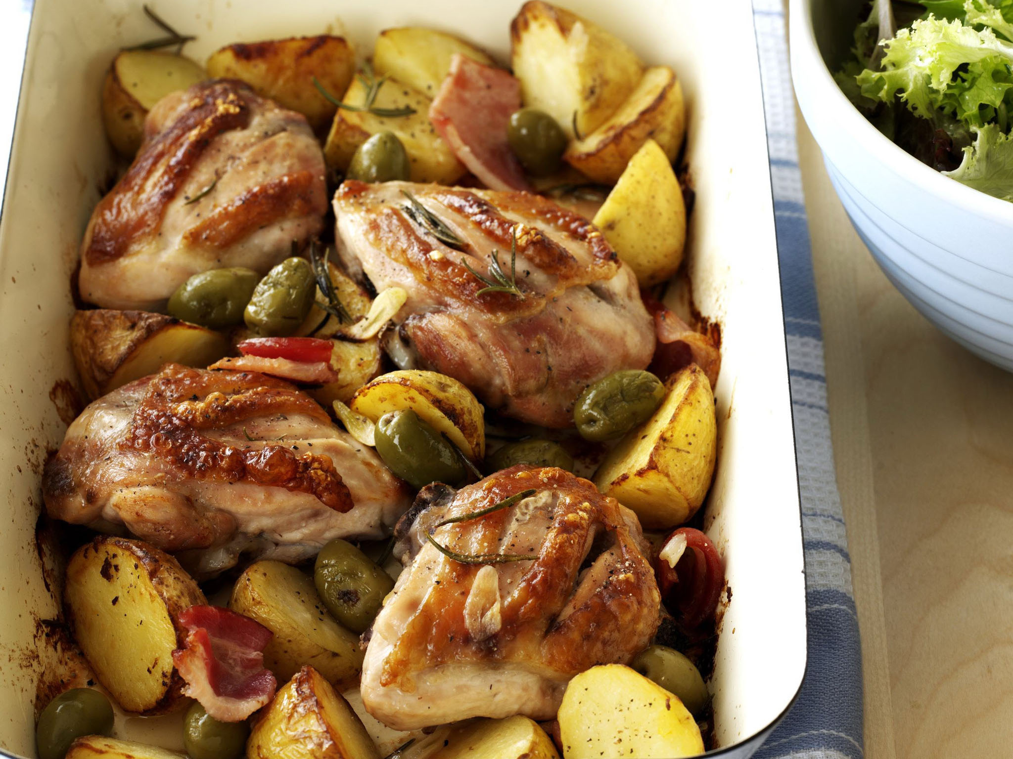 Honey-Rosemary Roasted Chicken with Garlic Potatoes