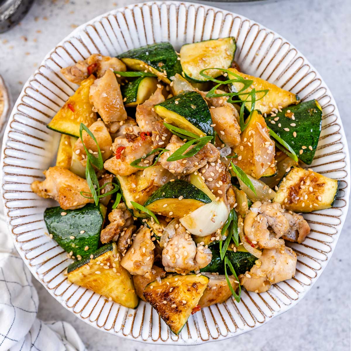 Crispy Chicken Stir-Fry with Zucchini Noodles