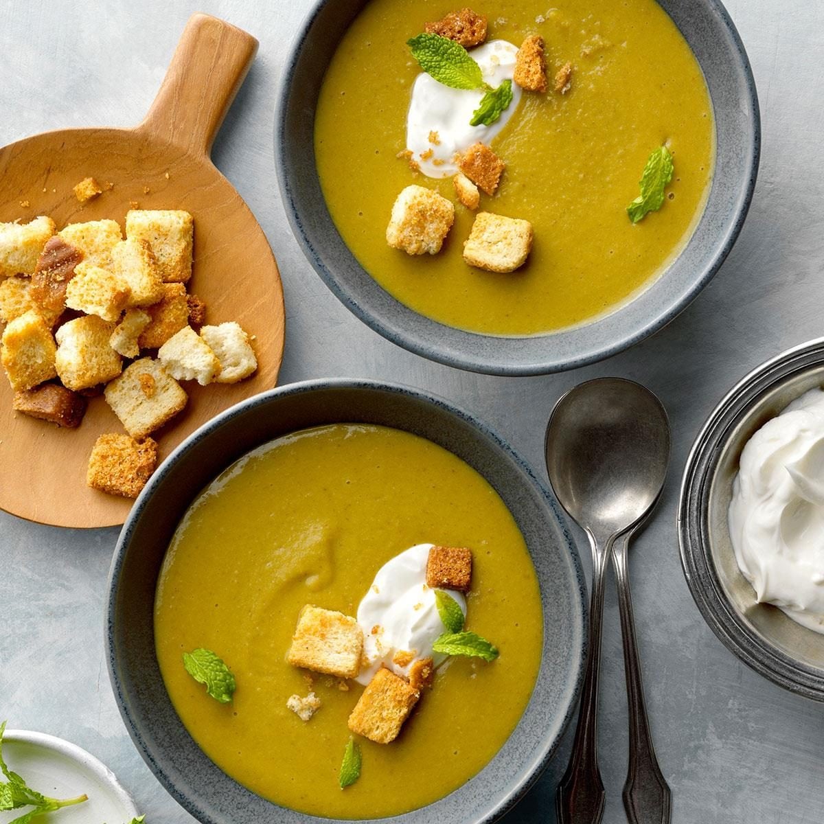 Frozen Minted Pea Soup with Lemon Cream