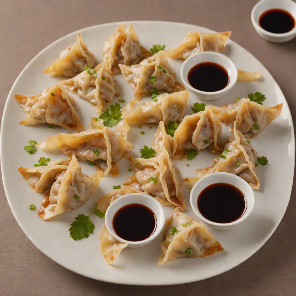 Pan-Fried Pork Dumplings with Ginger and Soy Dipping Sauce