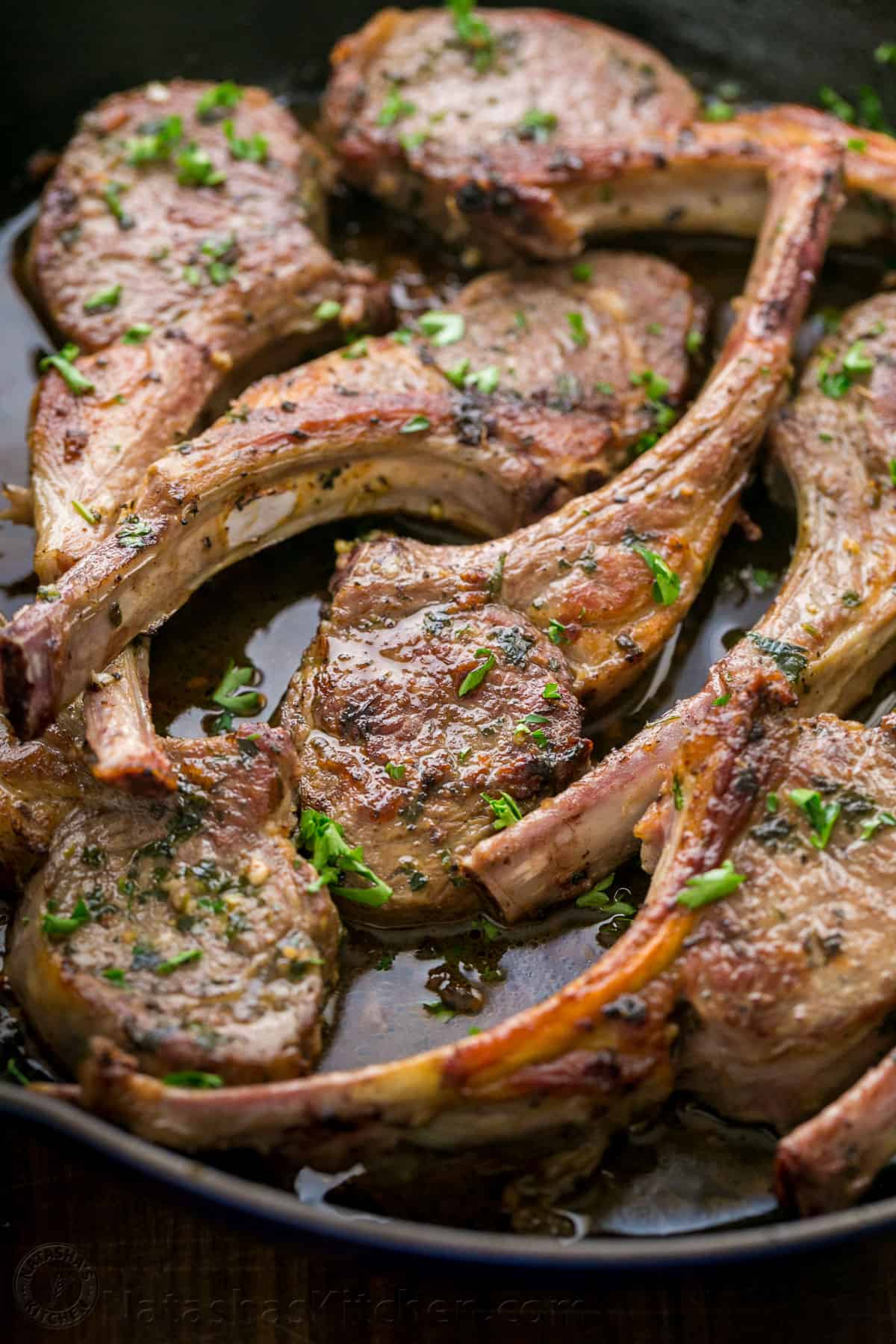 Pan-Seared Lamb Chops with Greek Herb Sauce