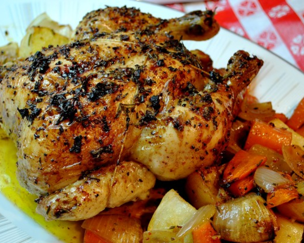 Honey-Rosemary Roasted Chicken with Lemon and Garlic