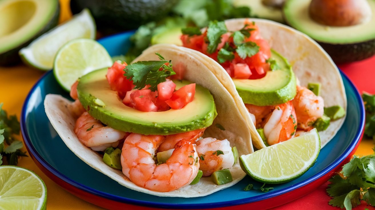 Chili-Lime Shrimp Tacos with Avocado-Cilantro Sauce