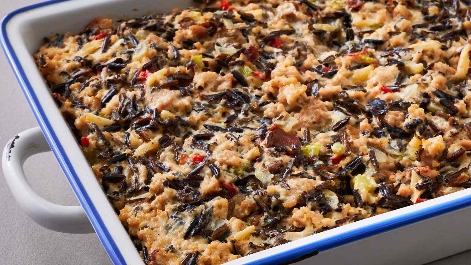 Baked North Dakota Wild Rice Casserole with Mushrooms