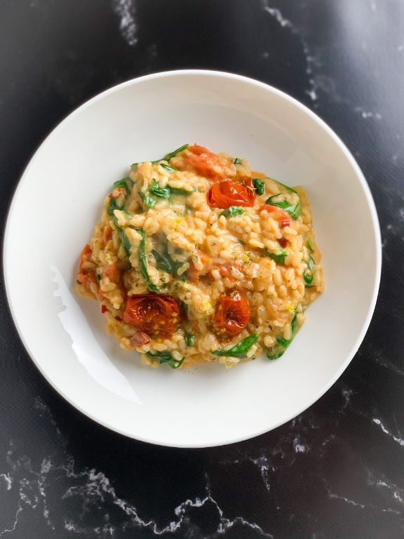 Quick Mushroom and Spinach Risotto with Parmesan