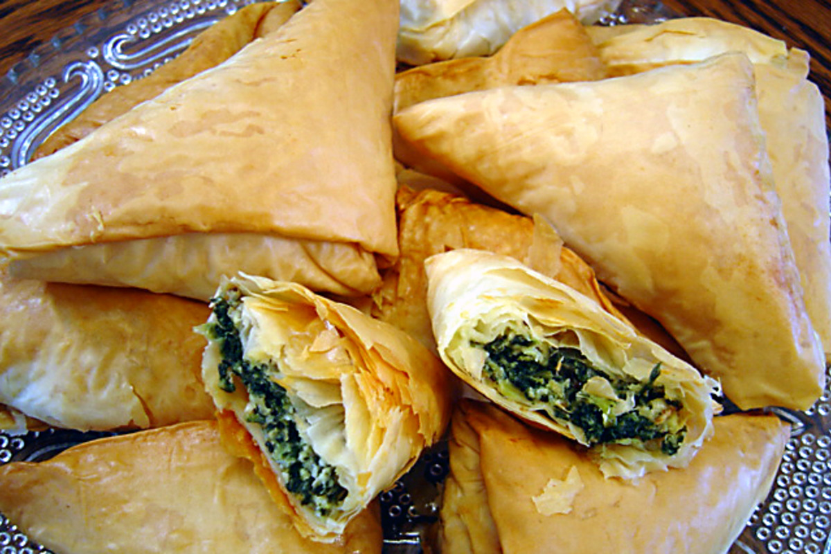 Classic Spanakopita Triangles with Spinach and Feta Filling