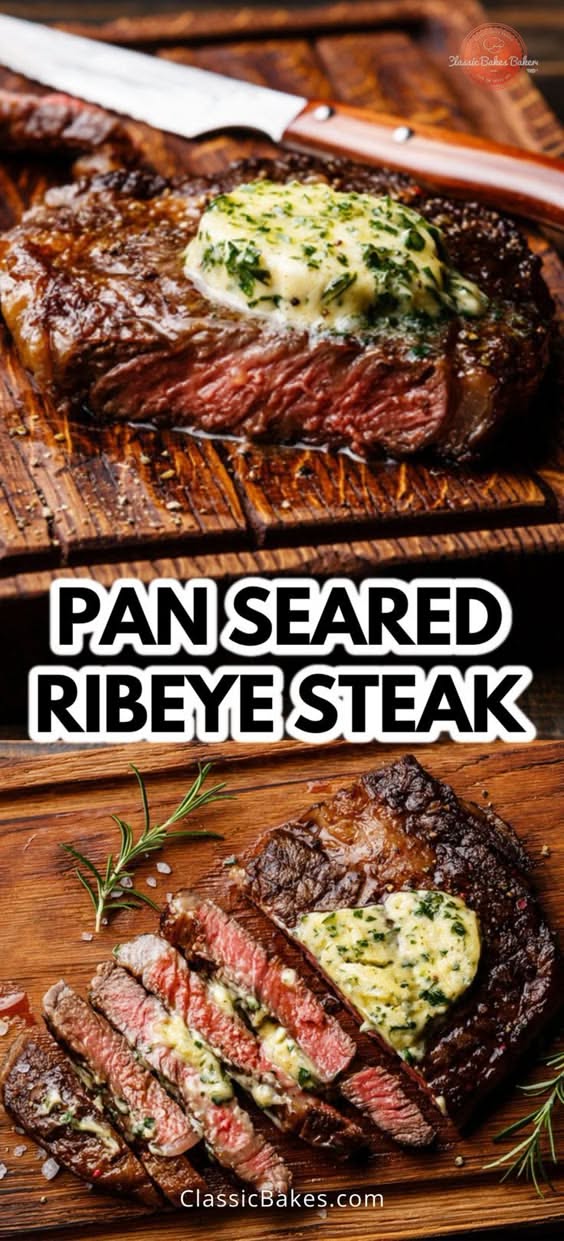 Pan-Seared Ribeye with Charred Garlic Butter