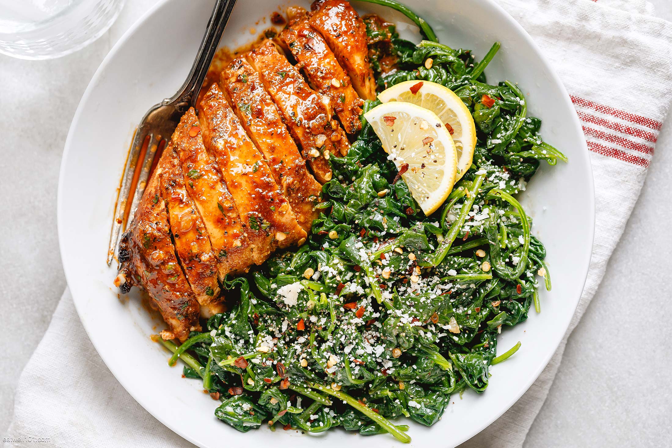 Sautéed Chicken with Sautéed Spinach and Garlic