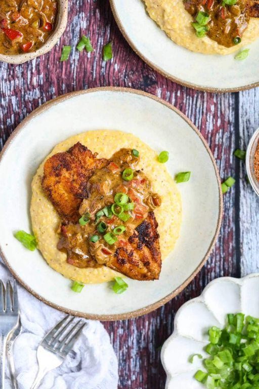 Pan-Seared Catfish with Cajun-Spiced Grits