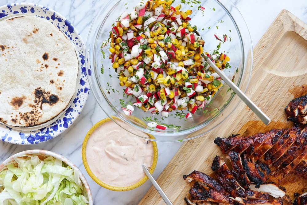 Griddled Chicken Tacos with Smoky Chipotle Salsa