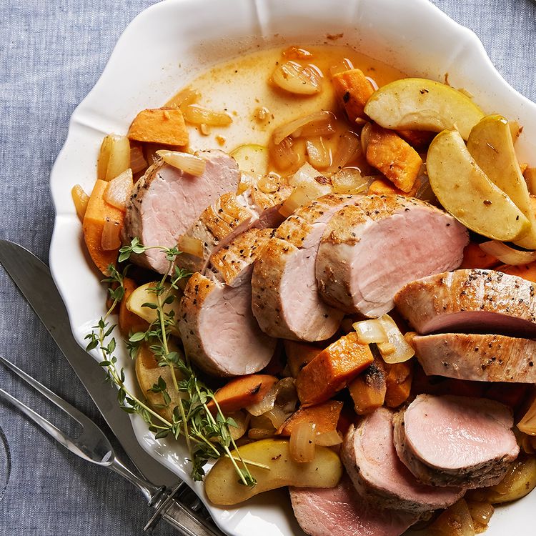 Oven-Roasted Pork Tenderloin with Apples and Thyme