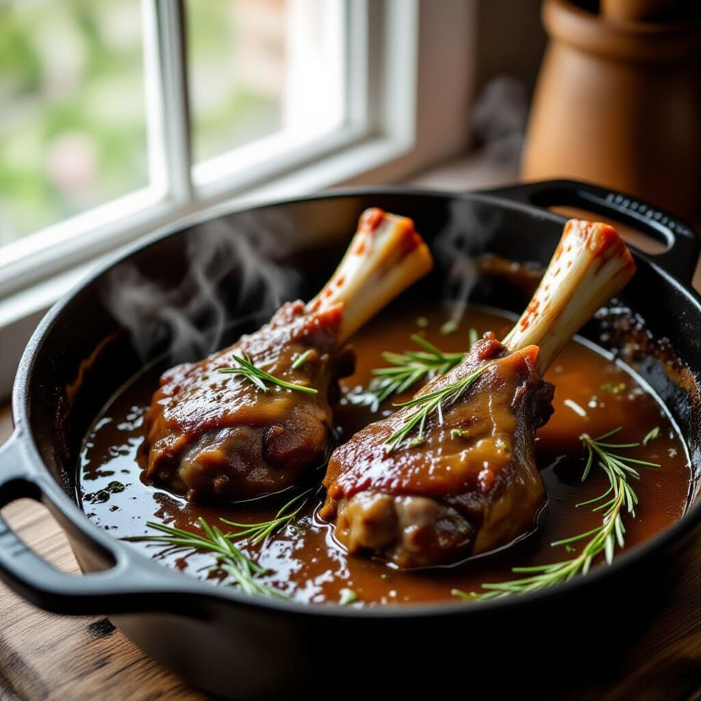 Slow-Cooked Lamb Shank with Native Pepperberry and Bush Tomato Sauce